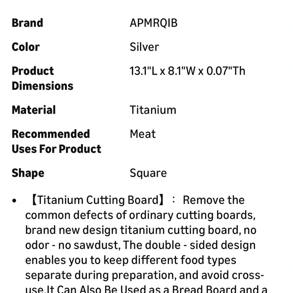 APMRQIB 100% Pure Titanium Cutting Board - Silver